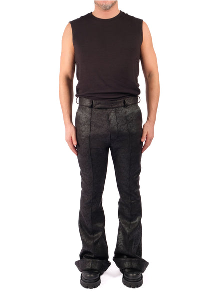 Bootcut Slim Leather Effect Trousers by David's Road