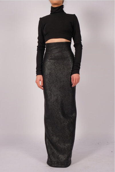 Leather Effect Maxi Skirt by David's Road