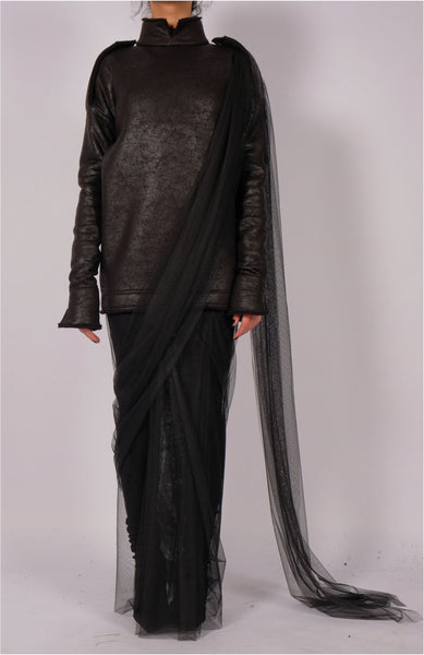 Leather Effect Sari by David's Road