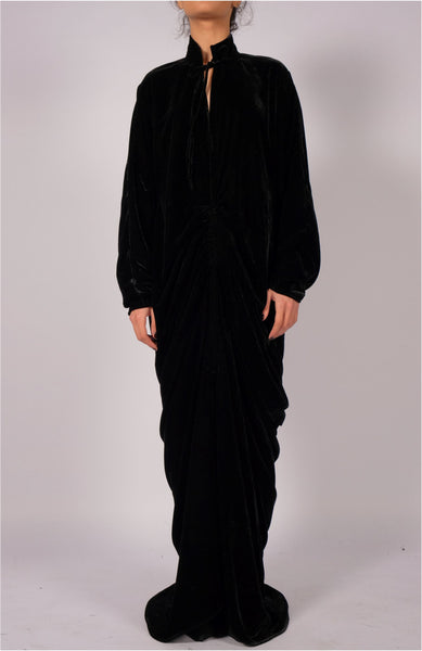 Maxi Velvet Dress with Draping by David's Road