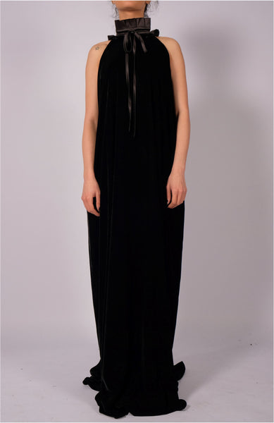 Maxi Velvet Dress with Neck Detail by David's Road