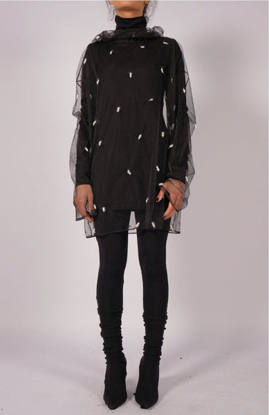 Mesh Polka-Dots Hoodie by David's Road