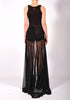 Mesh Skirt with Front Slit Maxi by David's Road