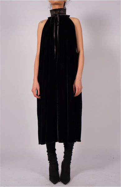 Midi Velvet Dress with Neck Detail by David's Road