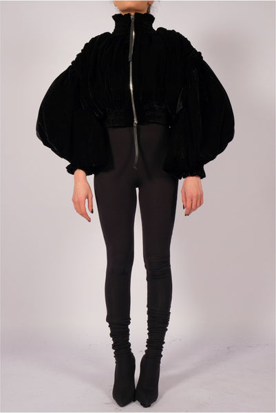 Padded Velvet Crop Bomber by David's Road