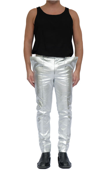 Silver Canvas Slim Trousers by David's Road