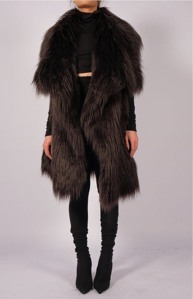 Sleeveless Faux Fur Coat by David's Road