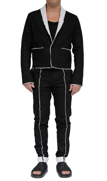 Stretch Denim Cropped Blazer by David's Road