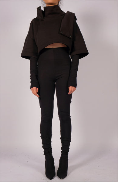 Sweatshirt Crop Top with Hood by David's Road