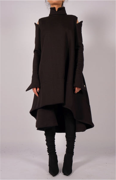 Sweatshirt Dress with Shoulder Detail by David's Road