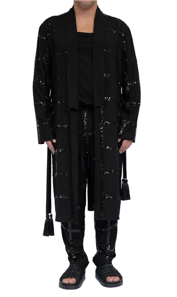 Washed Cotton Sequins Midi Cardigan by David's Road