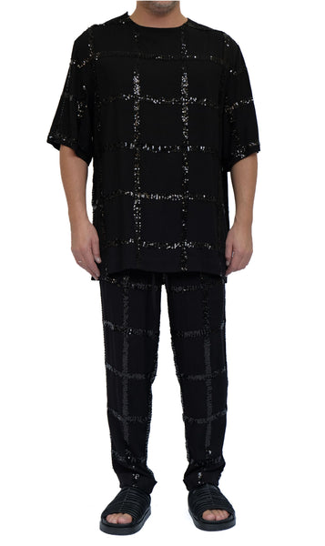 Washed Cotton Sequins T-Shirt by David's Road