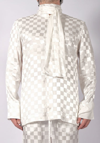 White Checkered Shirt with Scarf by David's Road
