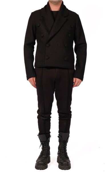 Wool Cropped Double Breasted Blazer by David's Road
