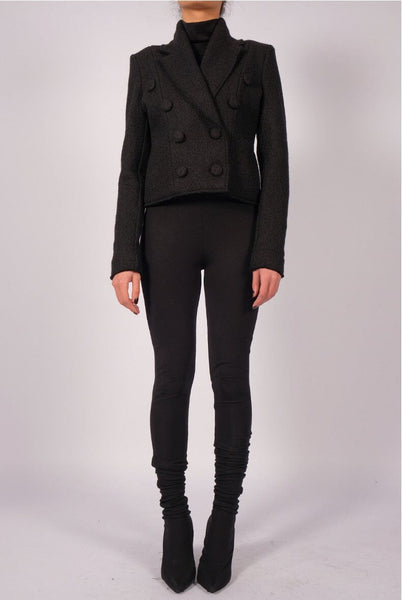 Wool Cropped Double Breasted Jacket by David's Road