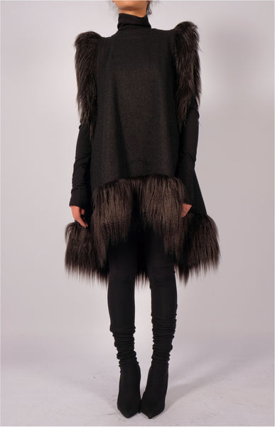 Wool Dress with Faux Fur by David's Road