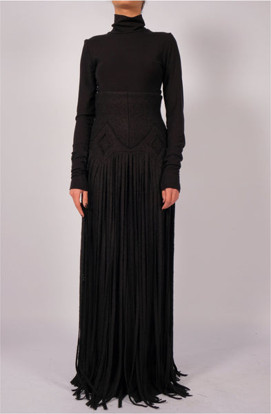 Wool Maxi Skirt with Fringes by David's Road