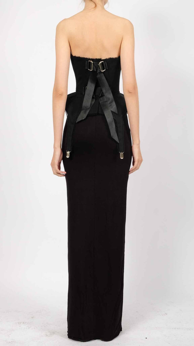 Canvas Corset Belt with Front Clips and Silk Tie