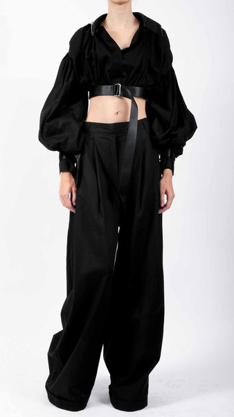 Cotton Crop Jacket with Balloon Sleeves by David's Road