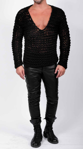 Knitted long sleeve v-neck top by David's Road