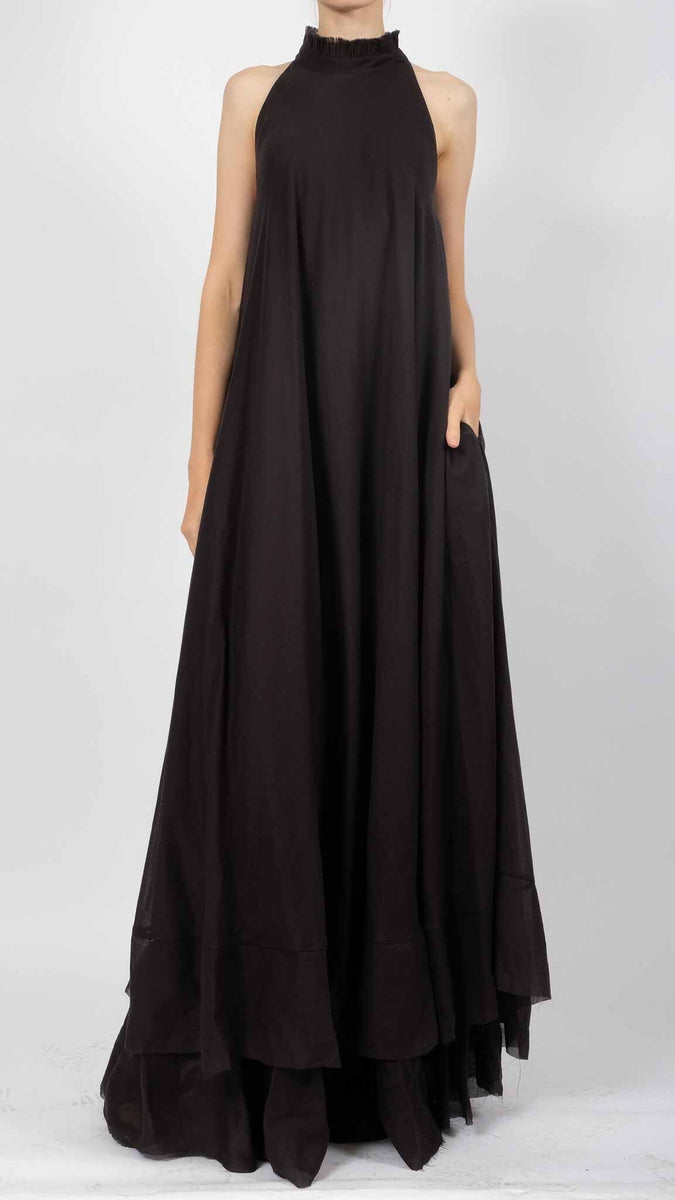 Light Cotton Maxi Dress with Bow L/XL Light Cotton Maxi Dress with Bow L/XL