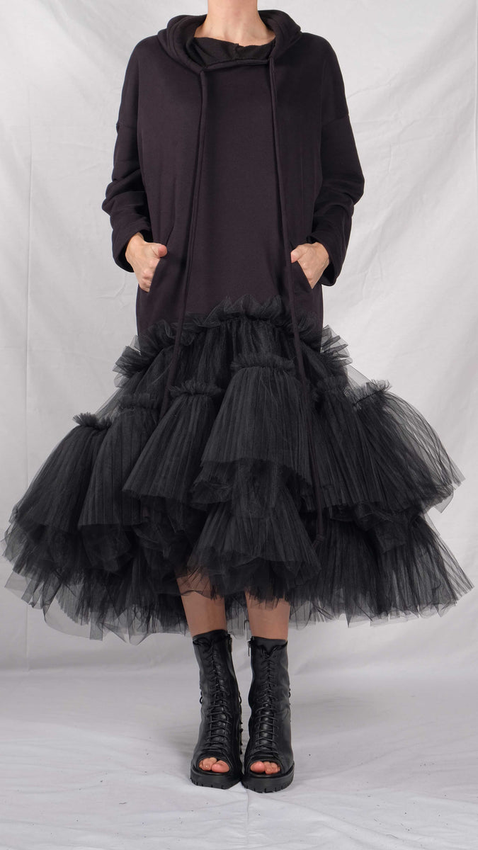 Oversized Hoodie with Ruffled Tulle Skirt Bottom – David's Road US
