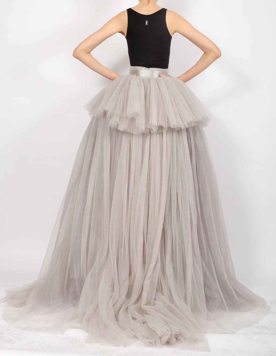 Pleated Tulle Maxi Skirt – David's Road US