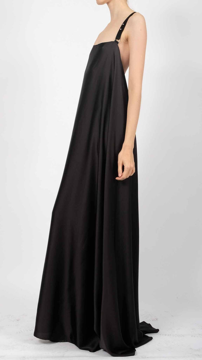 Silk Dress with Leather Straps Maxi S/M
