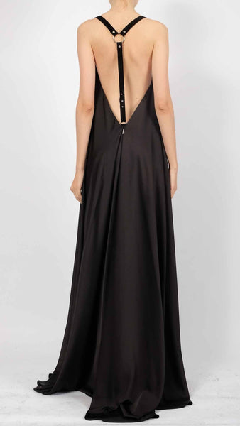 Silk Dress with Leather Straps Maxi by David's Road