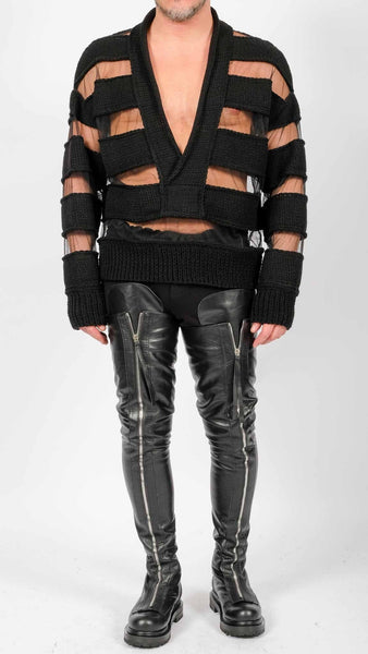 V-neck with Knitted Stripes by David's Road