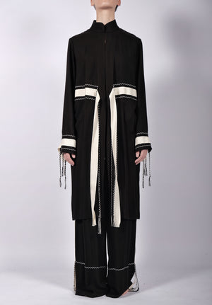 Black Midi Washed Cotton Robe by David's Road 