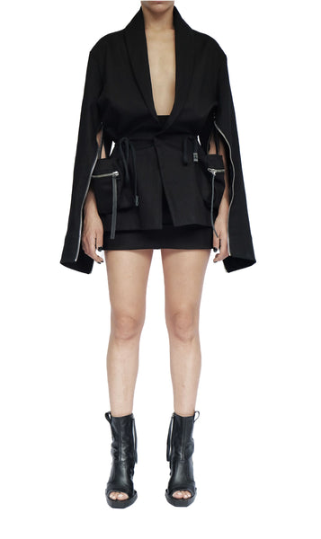 Blazer with Zippered Pockets by David's Road 