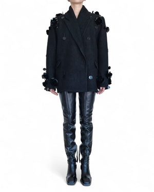 Boiled Wool Blazer with Applications by David's Road 
