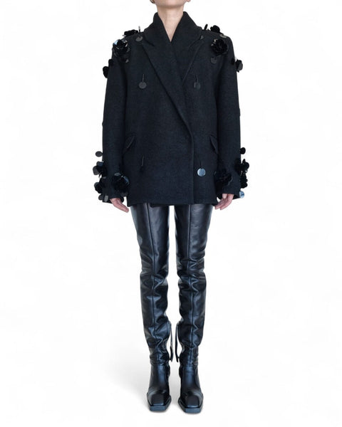 Boiled Wool Blazer with Applications by David's Road 