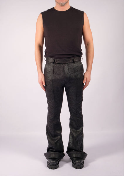 Bootcut Slim Leather Effect Trousers by David's Road 