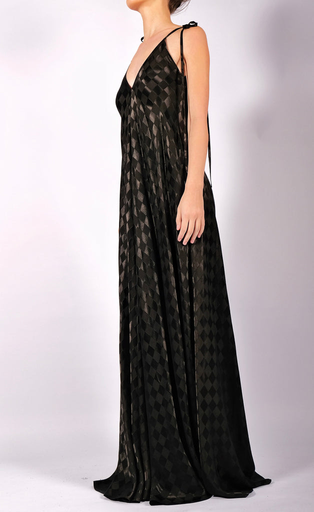 checkerboard maxi dress Checkered Print Western Maxi Dress S