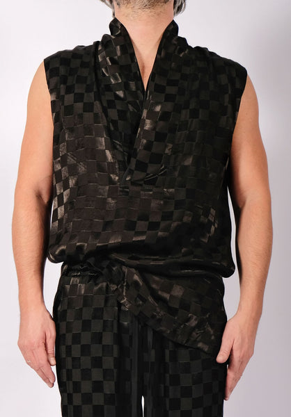 Checkered V-Neck Sleeveless by David's Road 