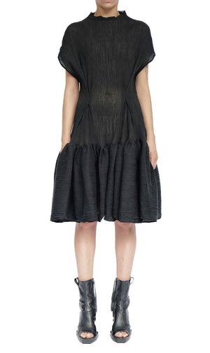 Creased Cotton Dress with Ruffles by David's Road 