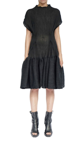 Creased Cotton Dress with Ruffles by David's Road 