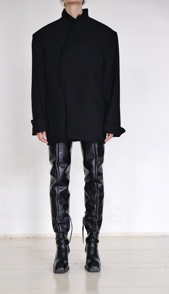 Denim Blazer with Padded Shoulders by David's Road 