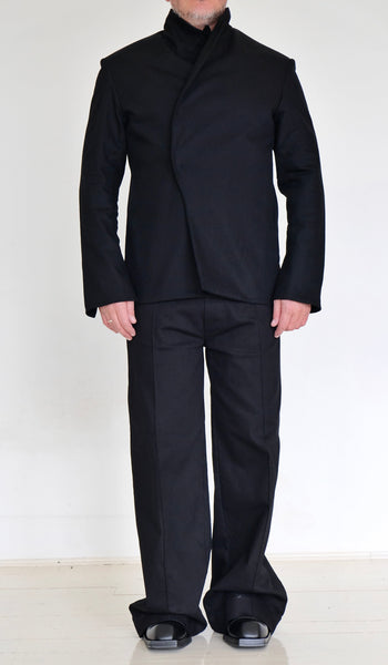 Denim Blazer with Padded Shoulders by David's Road 