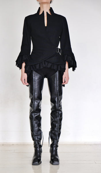 Denim Blazer with Ruffles by David's Road 