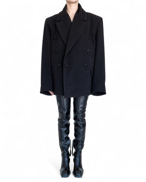 Fulled Wool Coat with Shoulders by David's Road 