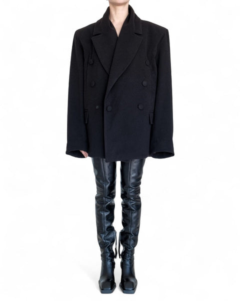 Fulled Wool Coat with Shoulders by David's Road 