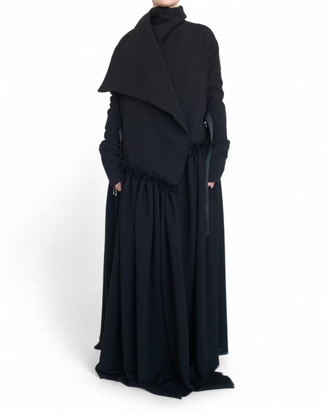 Georgette Padded Jacket Long with Ruffles by David's Road 