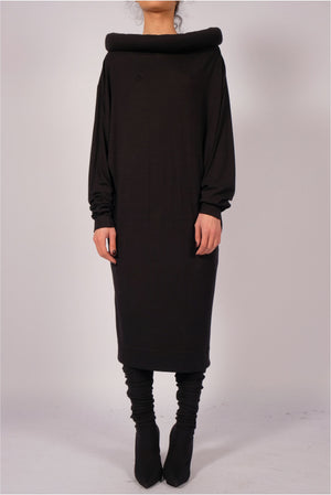 Jersey Dress Midi with Round Collar by David's Road 