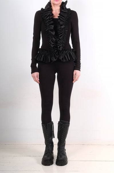 Jersey Top with Satin Ruffles by David's Road 