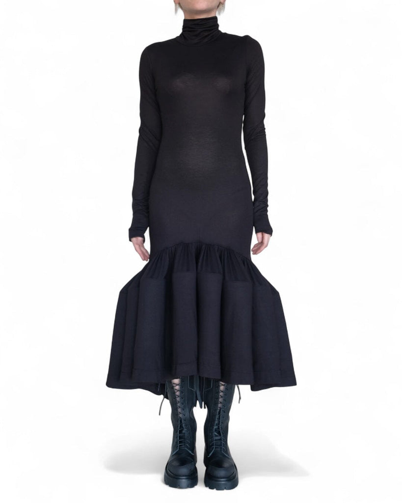 Jersey Turtleneck Dress with Ruffles David's Road US Jersey Turtleneck Dress with Ruffles David's Road US