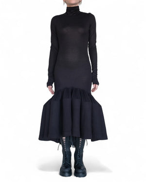 Jersey Turtleneck Dress with Ruffles by David's Road 