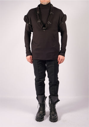 Jersey Turtleneck with V-Neck Detail by David's Road 